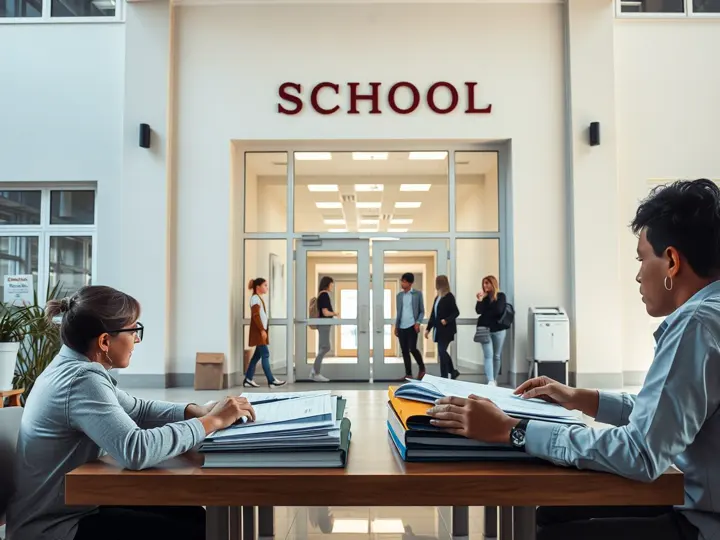 学校建筑外观，校园环境整洁